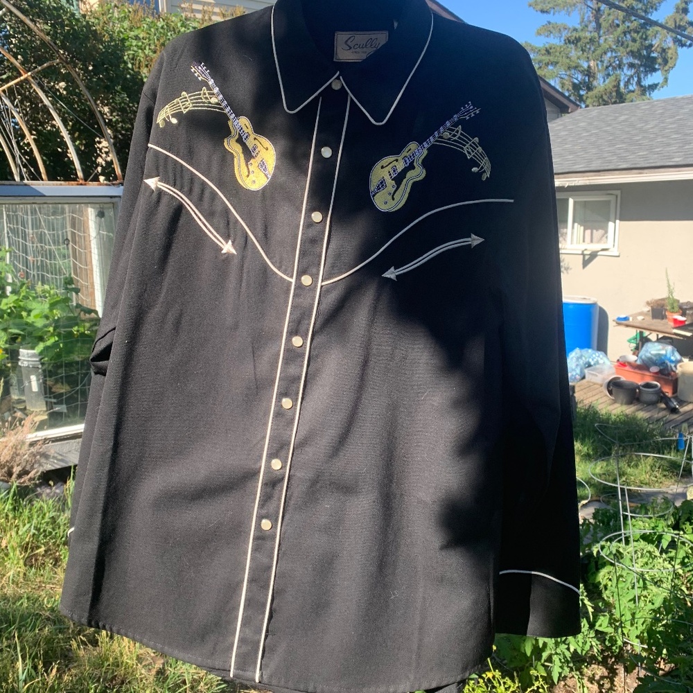 Stampede shirt, vintage scully, fully embroidered with Pearl snaps